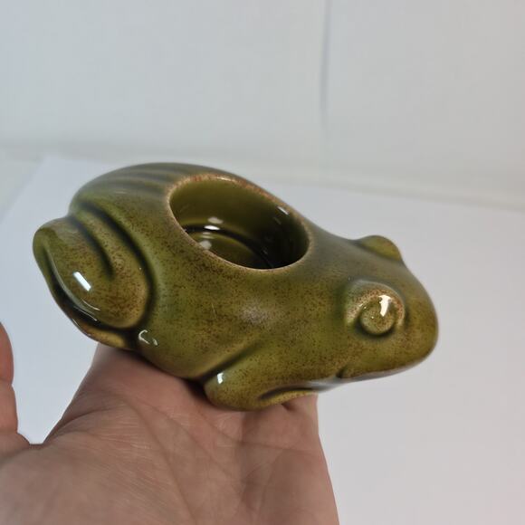 Partylite Frog Votive Candle Holder Green Ceramic Tea Light Retired - Picture 7 of 8